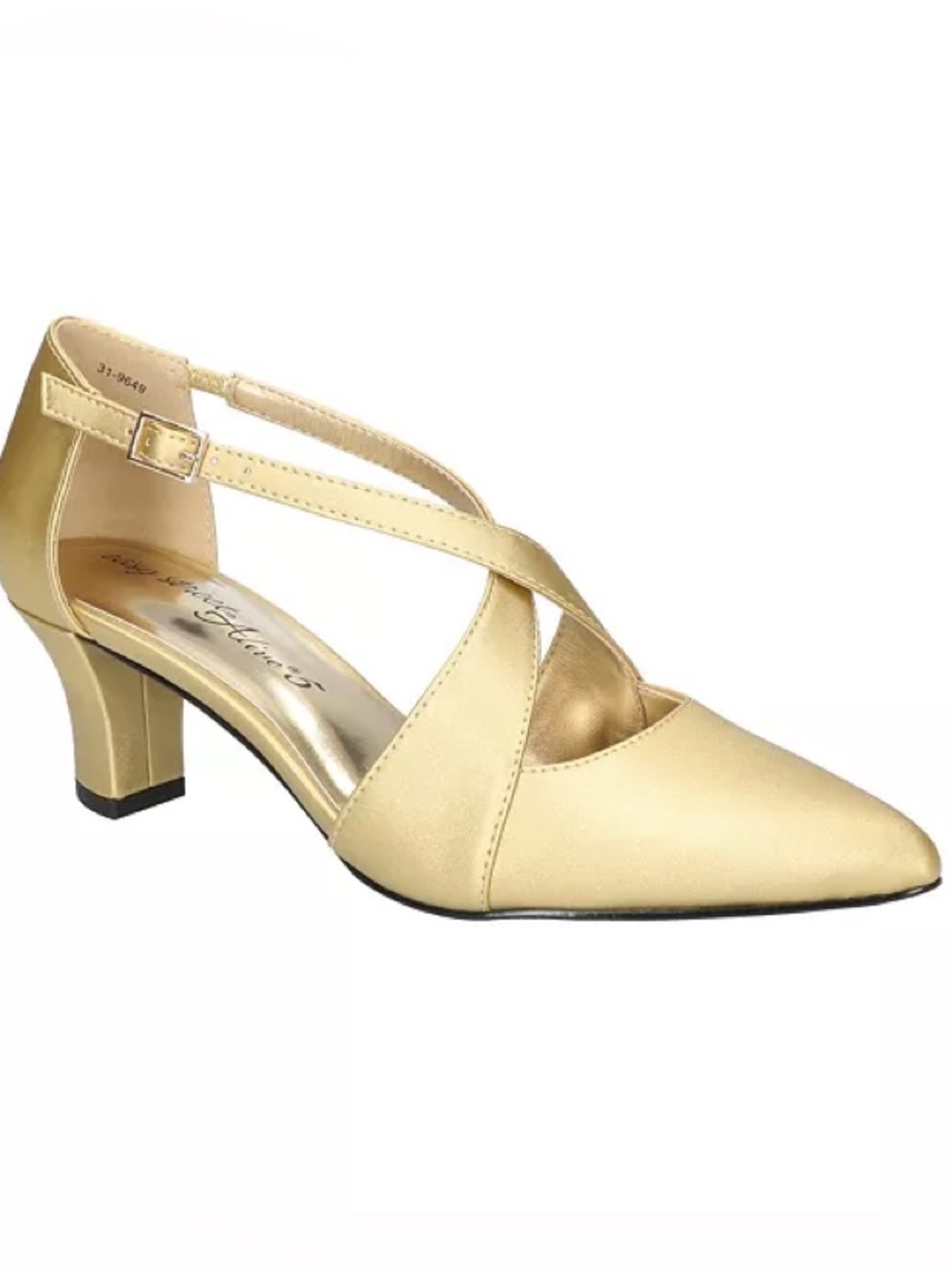 Women's Pointed Cross-Strap Heel in Light Gold